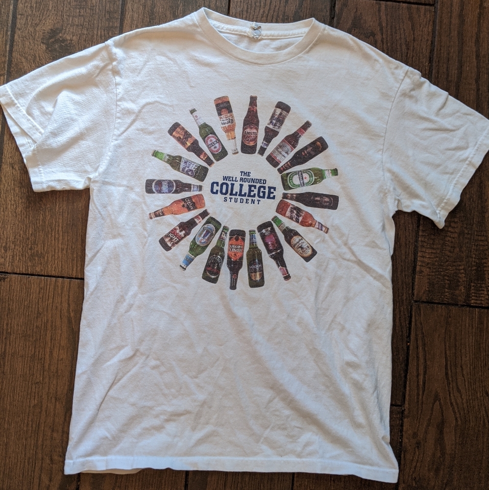 Well rounded college student beer shirt